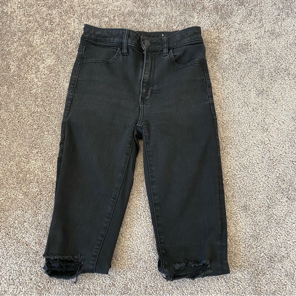 American Eagle Outfitters Black High Rise Ripped Jeans